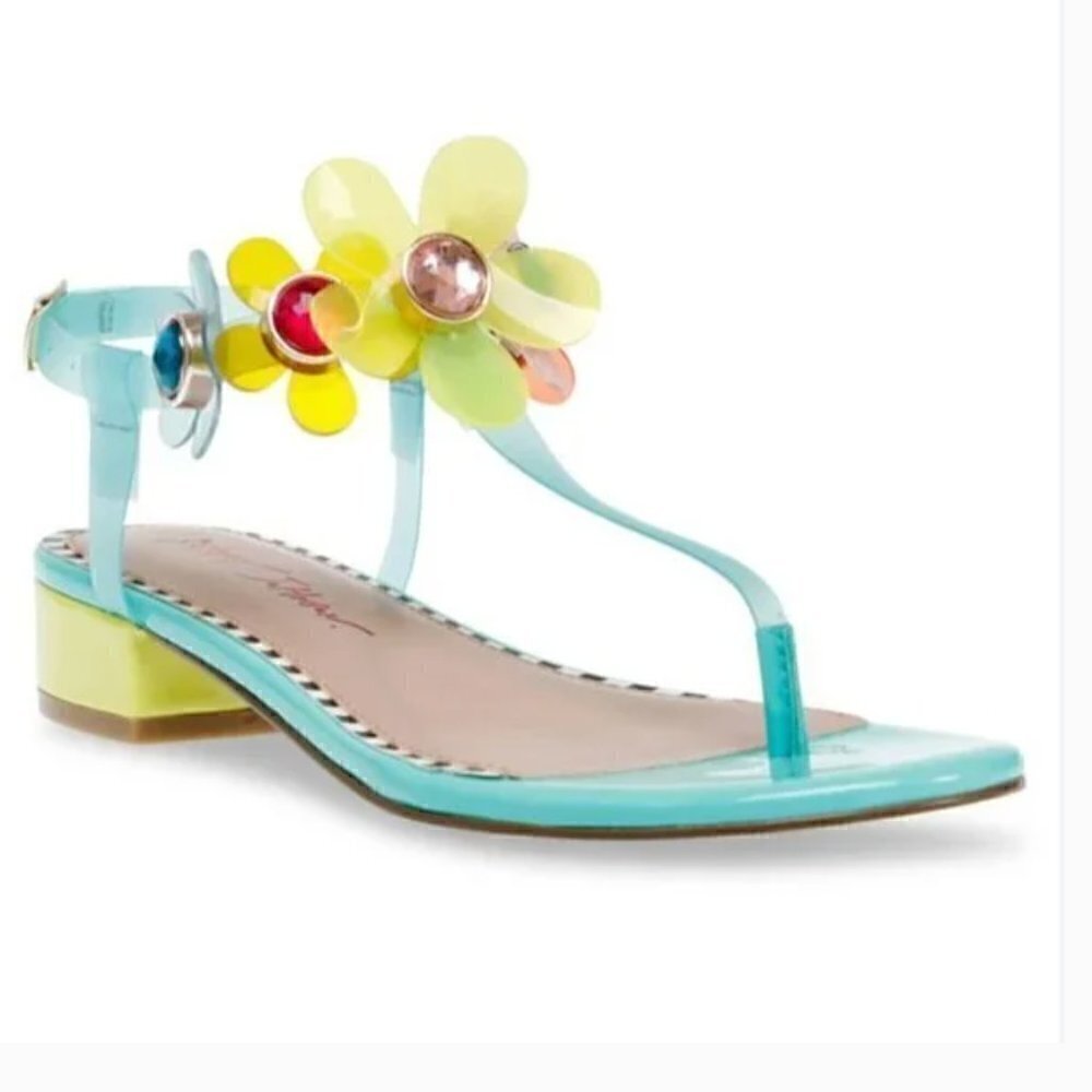 Betsey Johnson Alanni Sandal Flower Embellished Flat Sandals NIB 7